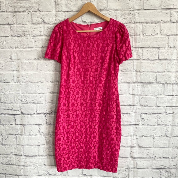 Calvin Klein Dresses & Skirts - CALVIN KLEIN Pink Flower Lace Midi Dress